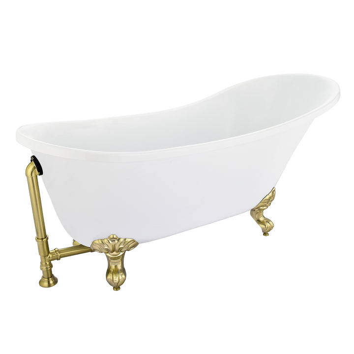 Fandi 64" x 28" Acrylic Clawfoot Soaking Bathtub in Glossy White