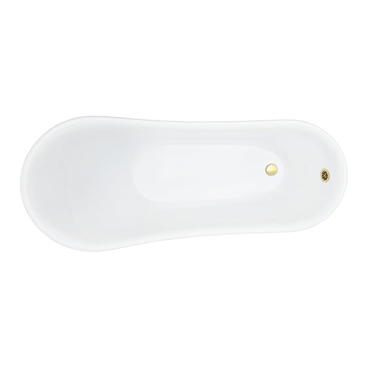 Fandi 64" x 28" Acrylic Clawfoot Soaking Bathtub in Glossy White