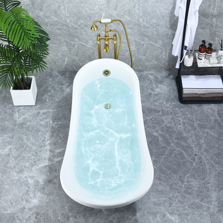 Fandi 64" x 28" Acrylic Clawfoot Soaking Bathtub in Glossy White