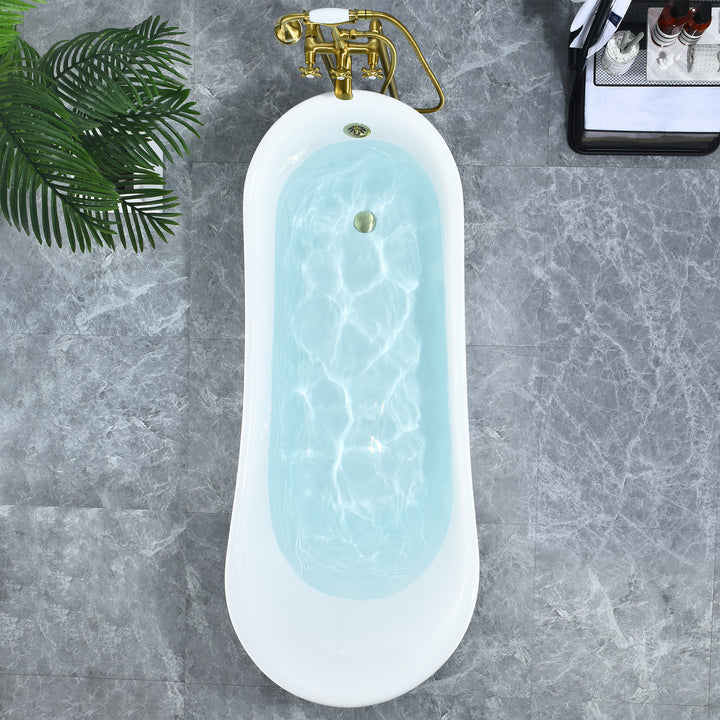 Fandi 64" x 28" Acrylic Clawfoot Soaking Bathtub in Glossy White