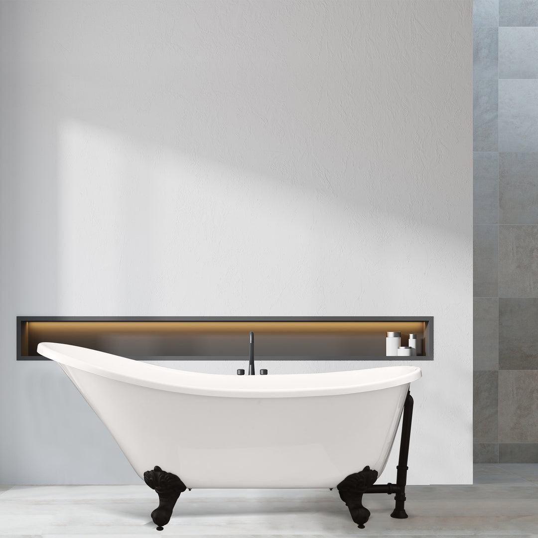 Fandi 64" x 28" Acrylic Clawfoot Soaking Bathtub in Glossy White