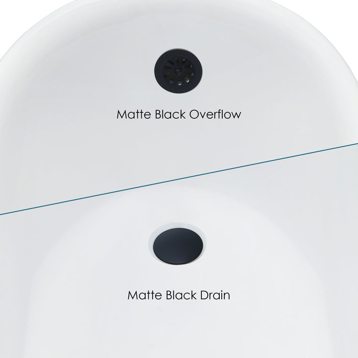 Fandi 64" x 28" Acrylic Clawfoot Soaking Bathtub in Glossy White