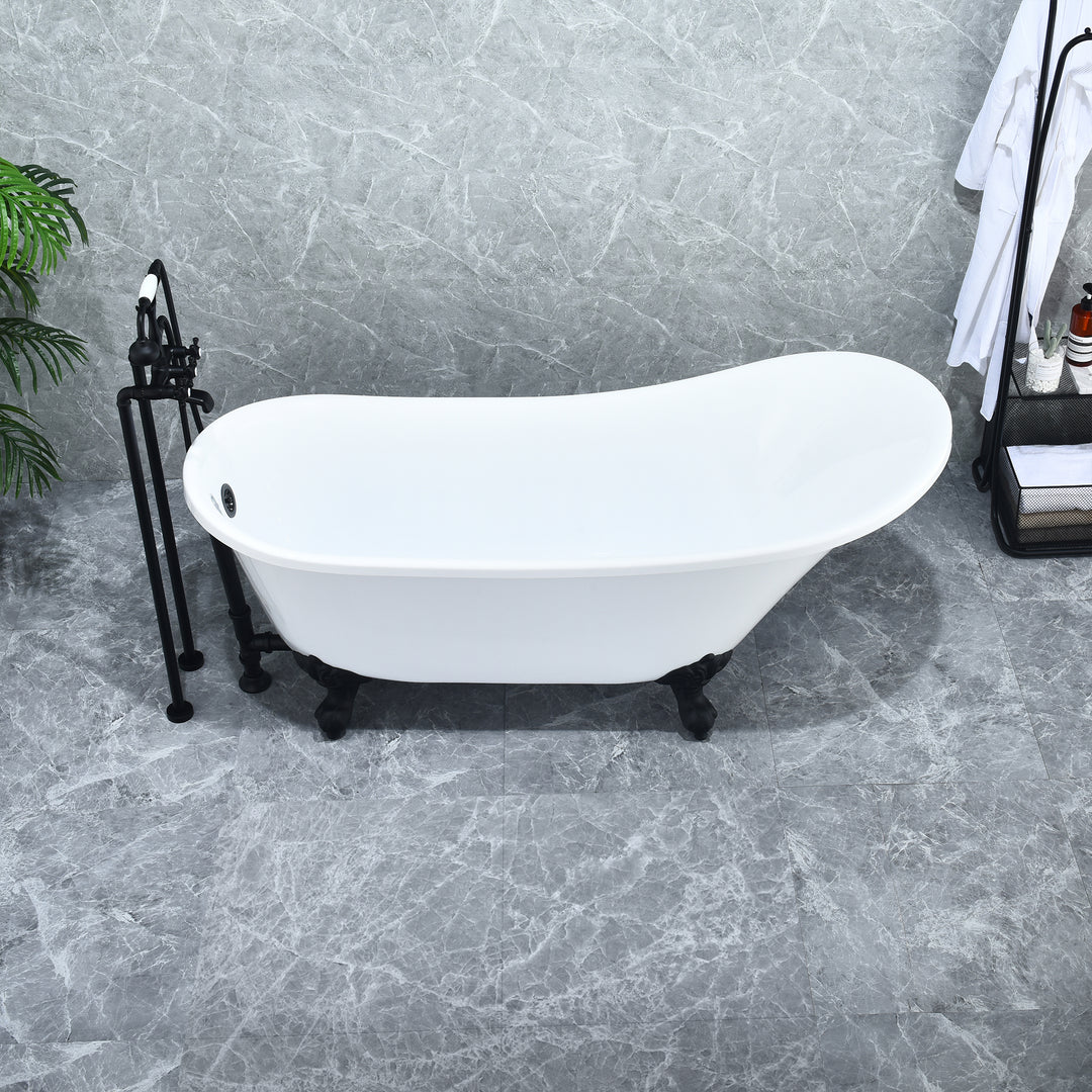 Fandi 64" x 28" Acrylic Clawfoot Soaking Bathtub in Glossy White