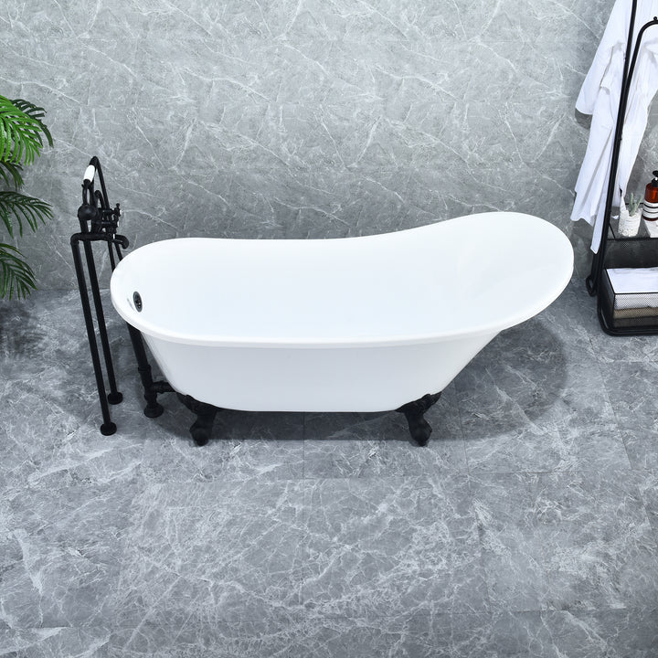 Fandi 64" x 28" Acrylic Clawfoot Soaking Bathtub in Glossy White