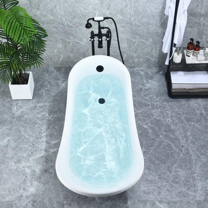 Fandi 64" x 28" Acrylic Clawfoot Soaking Bathtub in Glossy White