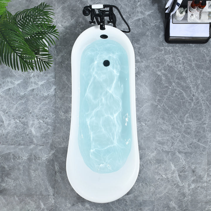 Fandi 64" x 28" Acrylic Clawfoot Soaking Bathtub in Glossy White