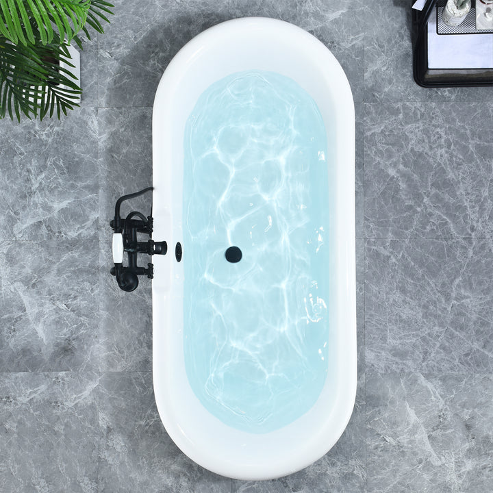 Kerta 67" x 29" Acrylic Clawfoot Soaking Bathtub