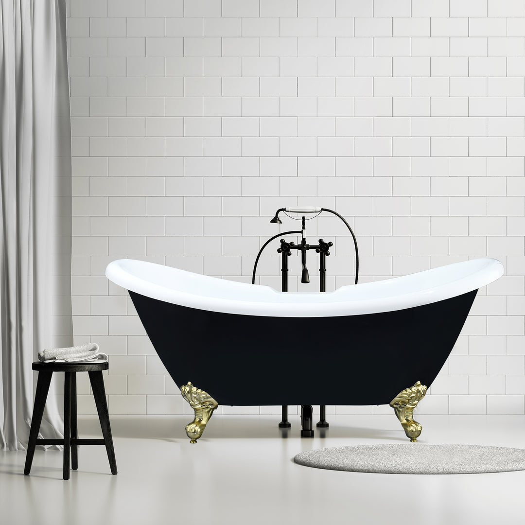 Porva 69" x 29" Acrylic Clawfoot Soaking Bathtub