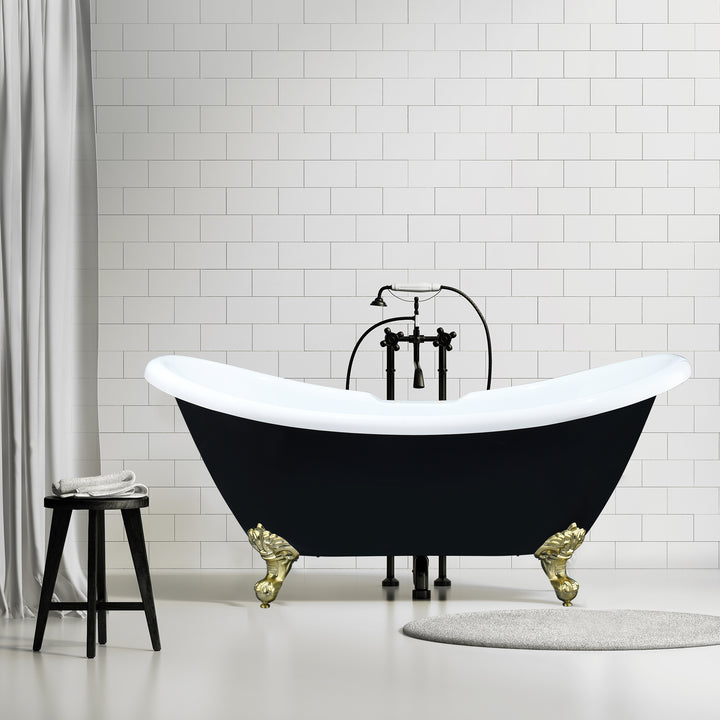 Porva 69" x 29" Acrylic Clawfoot Soaking Bathtub
