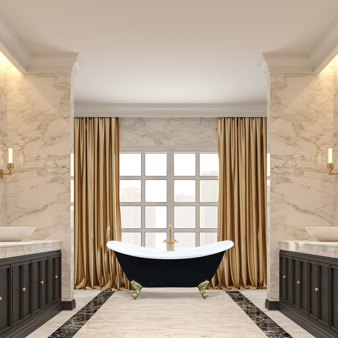 Porva 69" x 29" Acrylic Clawfoot Soaking Bathtub