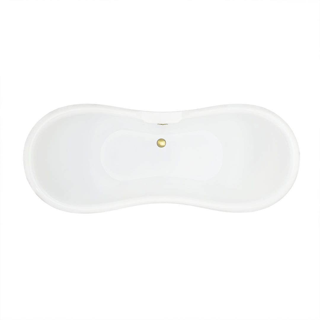 Porva 69" x 29" Acrylic Clawfoot Soaking Bathtub