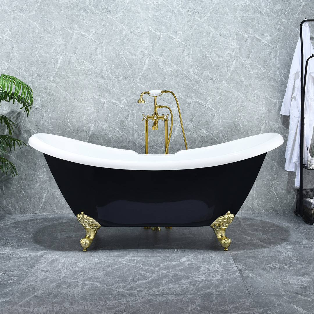 Porva 69" x 29" Acrylic Clawfoot Soaking Bathtub