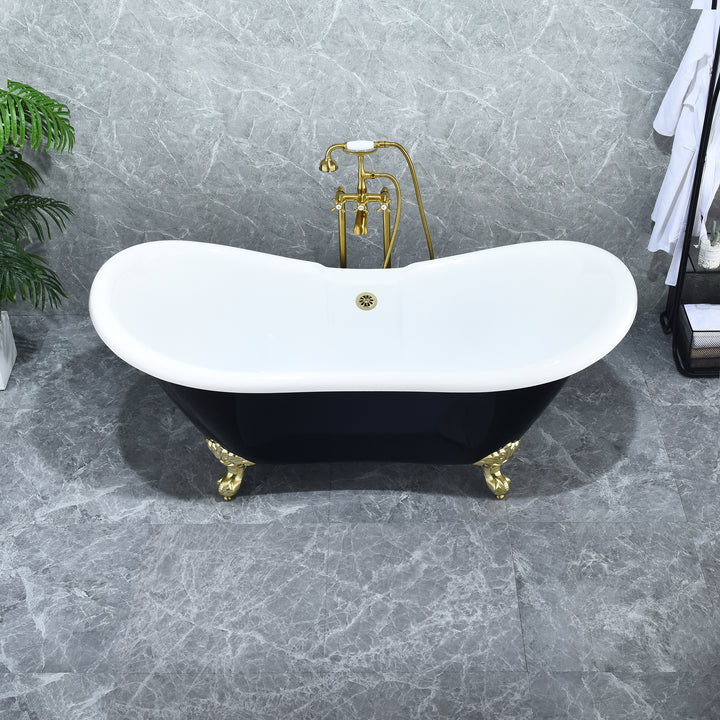 Porva 69" x 29" Acrylic Clawfoot Soaking Bathtub