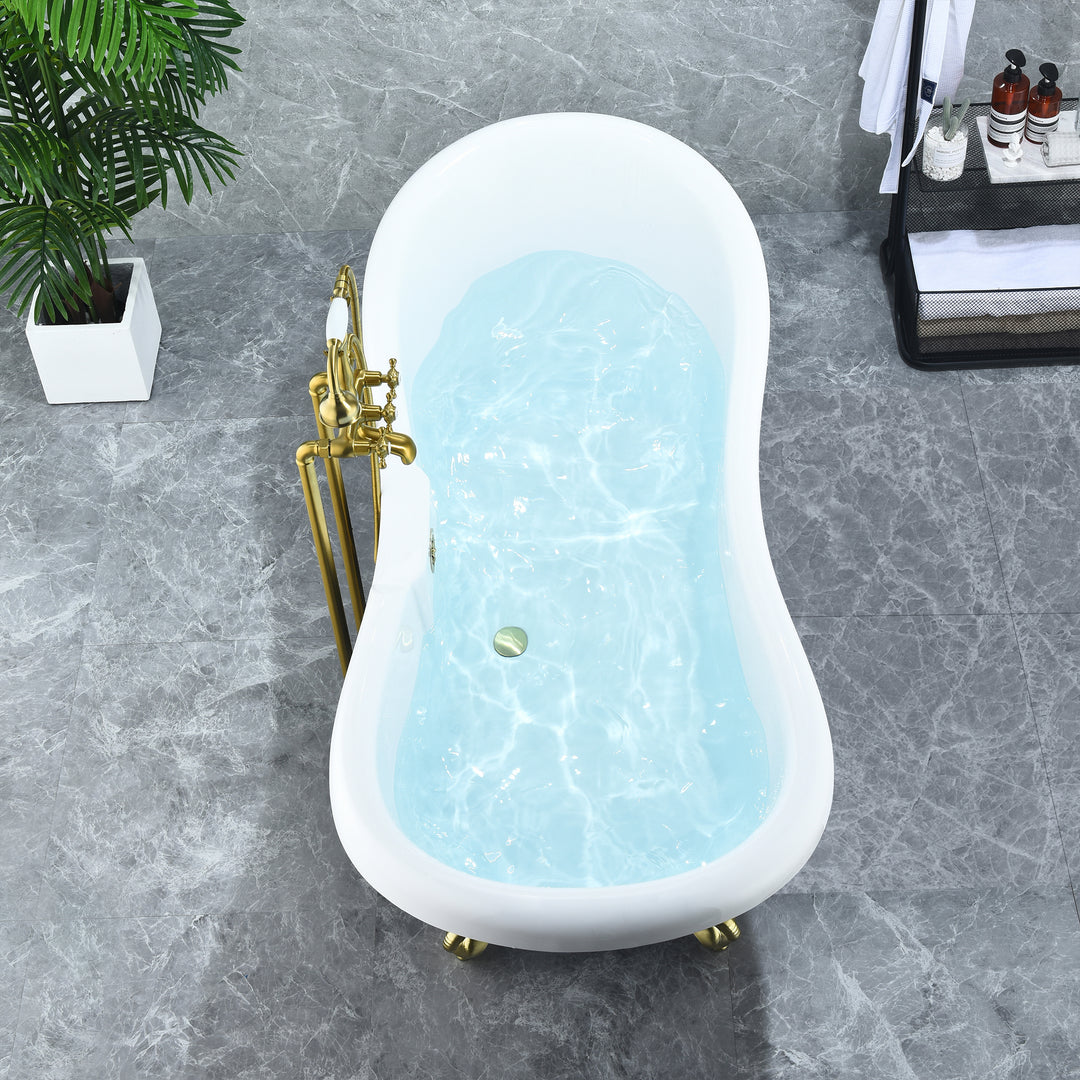 Porva 69" x 29" Acrylic Clawfoot Soaking Bathtub