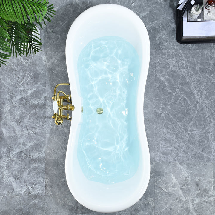 Porva 69" x 29" Acrylic Clawfoot Soaking Bathtub
