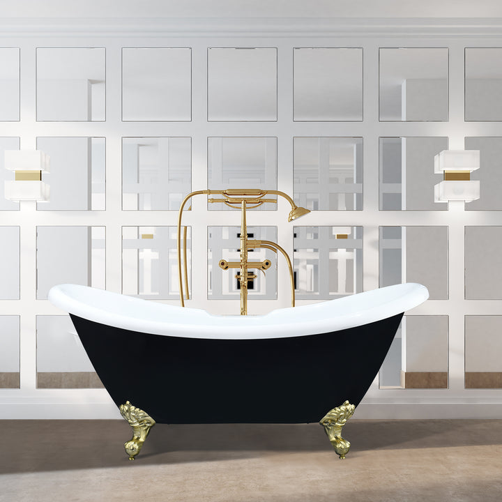 Porva 69" x 29" Acrylic Clawfoot Soaking Bathtub