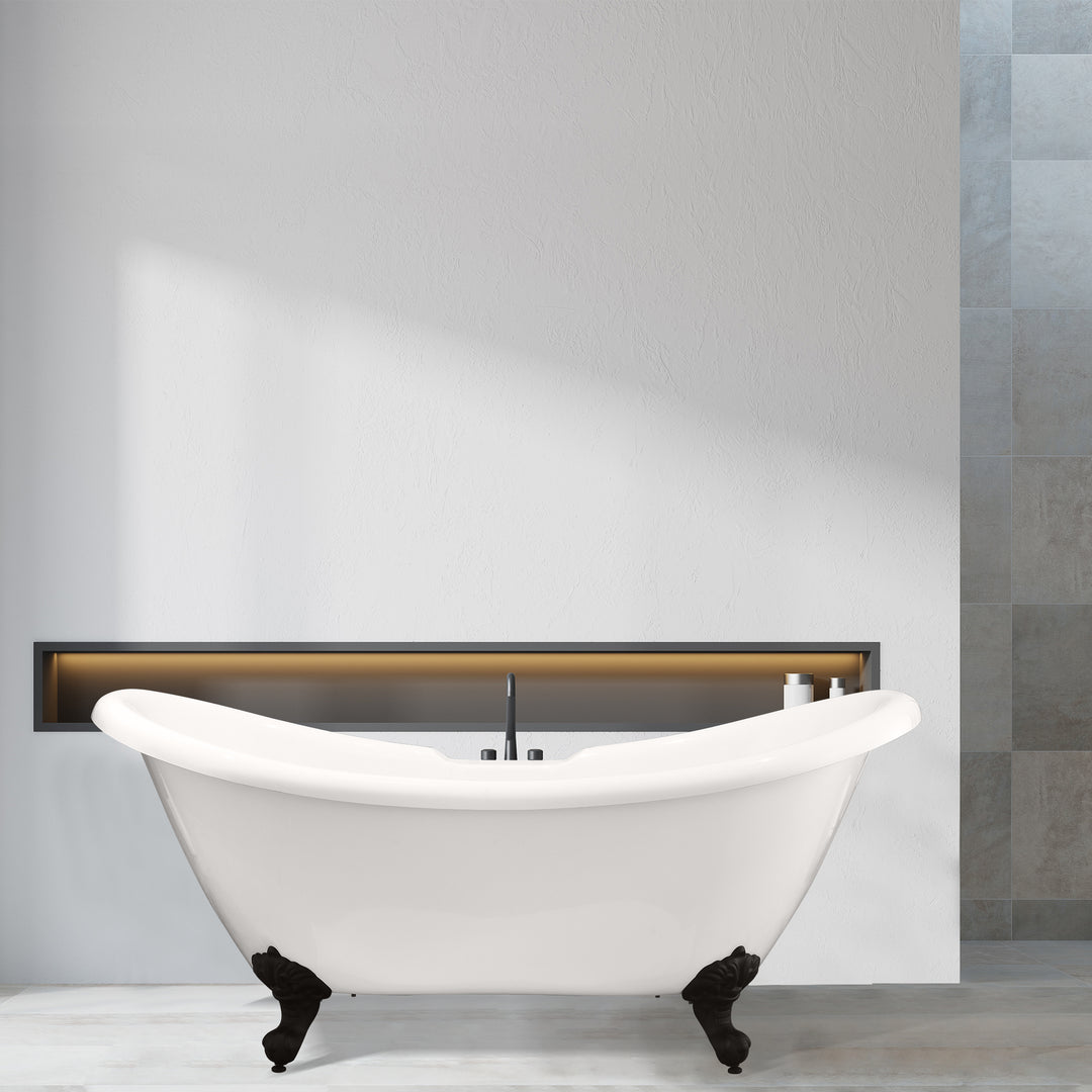 Porva 69" x 29" Acrylic Clawfoot Soaking Bathtub