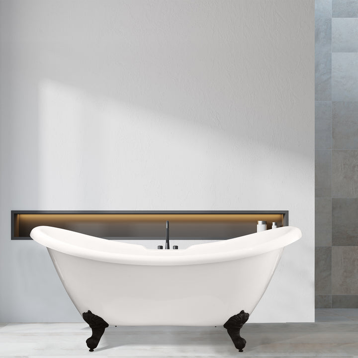 Porva 69" x 29" Acrylic Clawfoot Soaking Bathtub