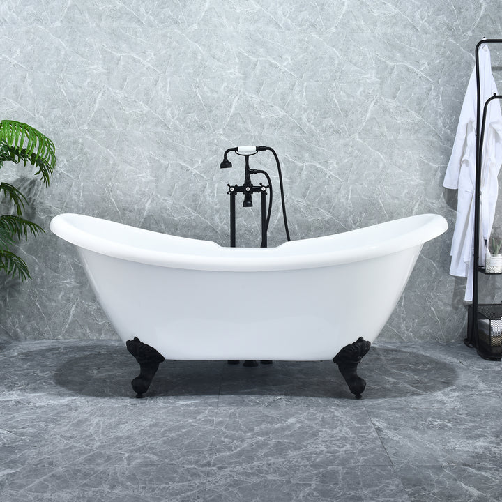 Porva 69" x 29" Acrylic Clawfoot Soaking Bathtub