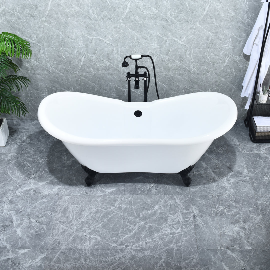 Porva 69" x 29" Acrylic Clawfoot Soaking Bathtub