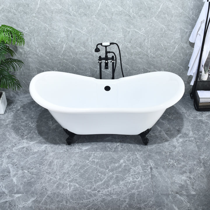 Porva 69" x 29" Acrylic Clawfoot Soaking Bathtub