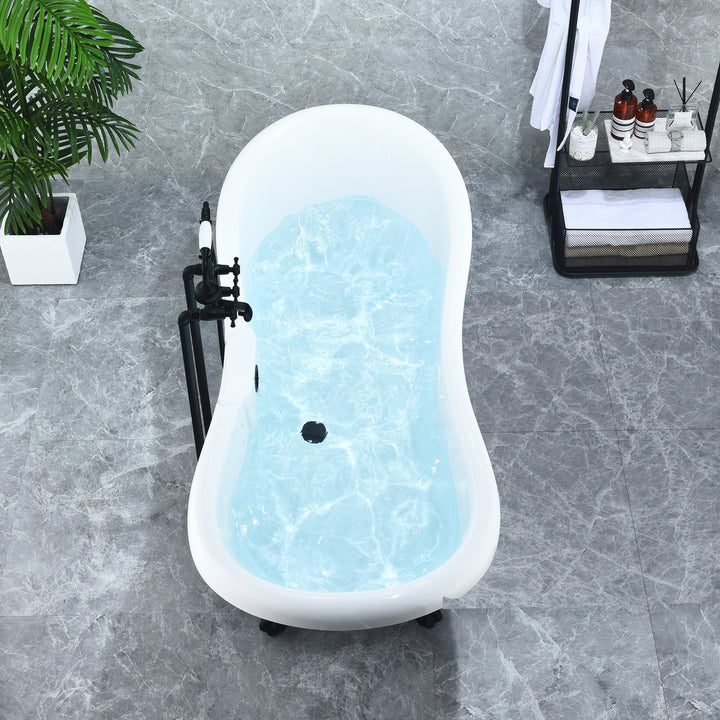 Porva 69" x 29" Acrylic Clawfoot Soaking Bathtub
