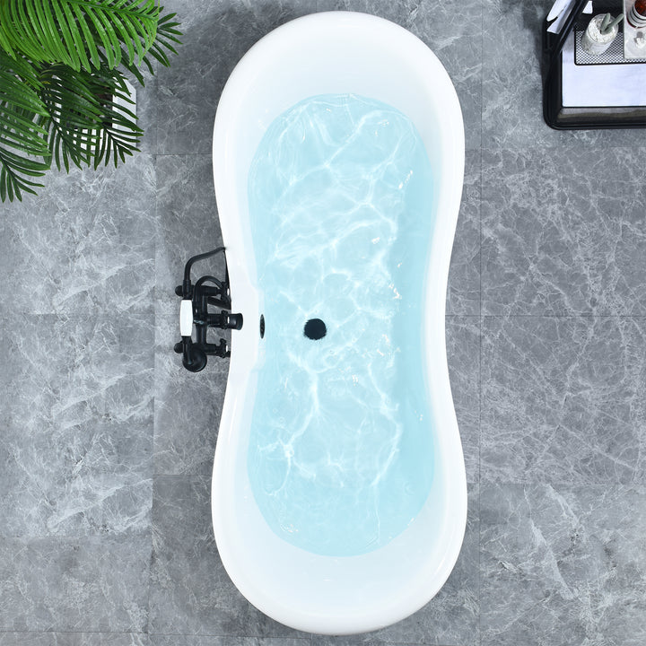 Porva 69" x 29" Acrylic Clawfoot Soaking Bathtub