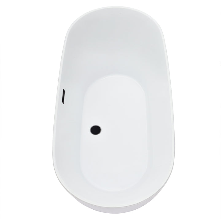 Tazlar 63" x 28" Flatbottom Freestanding Acrylic Soaking Bathtub in Glossy White with Drain and Overflow