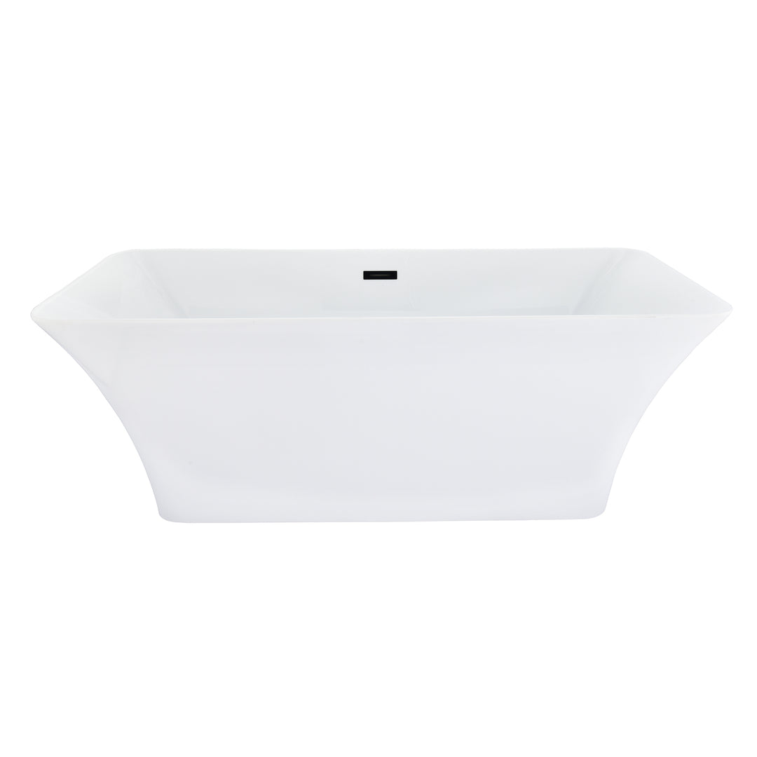 Carani 65" x 28" Flatbottom Freestanding Acrylic Soaking Bathtub in Glossy White with Drain and Overflow