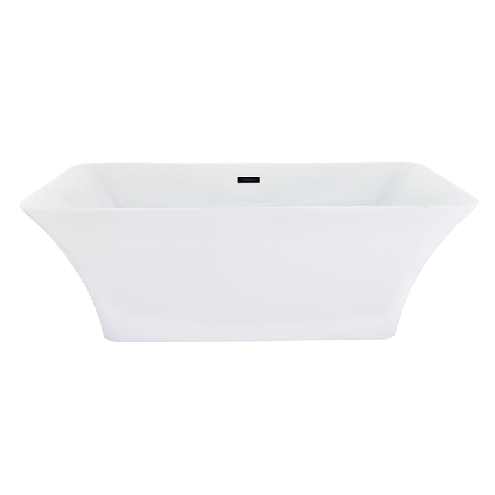 Carani 65" x 28" Flatbottom Freestanding Acrylic Soaking Bathtub in Glossy White with Drain and Overflow
