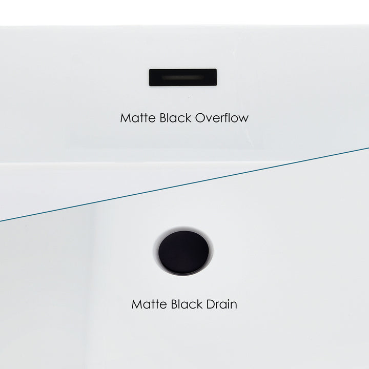 Carani 65" x 28" Flatbottom Freestanding Acrylic Soaking Bathtub in Glossy White with Drain and Overflow
