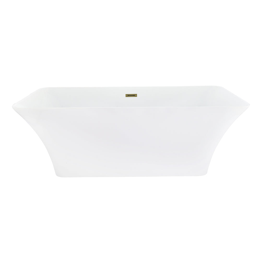Carani 65" x 28" Flatbottom Freestanding Acrylic Soaking Bathtub in Glossy White with Drain and Overflow