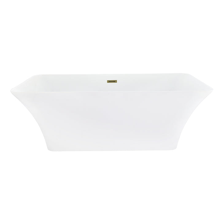 Carani 65" x 28" Flatbottom Freestanding Acrylic Soaking Bathtub in Glossy White with Drain and Overflow