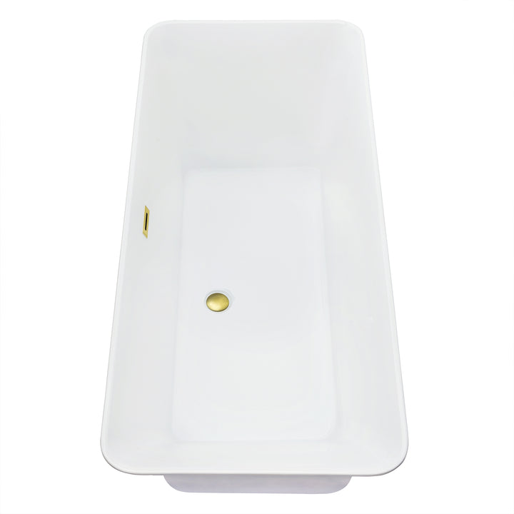Carani 65" x 28" Flatbottom Freestanding Acrylic Soaking Bathtub in Glossy White with Drain and Overflow