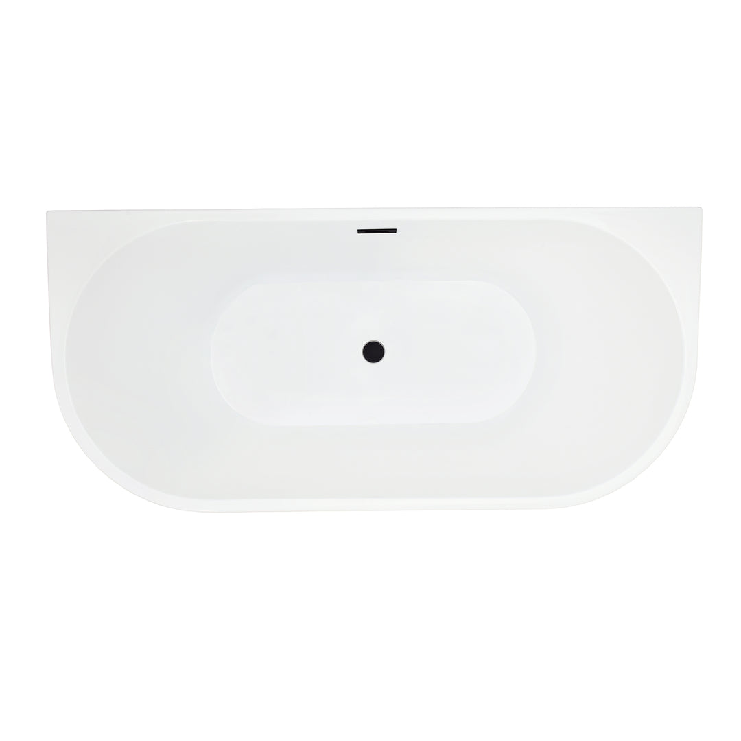 Satchi 67" x 32" Flatbottom Freestanding Acrylic Soaking Bathtub in Glossy White with Drain and Overflow