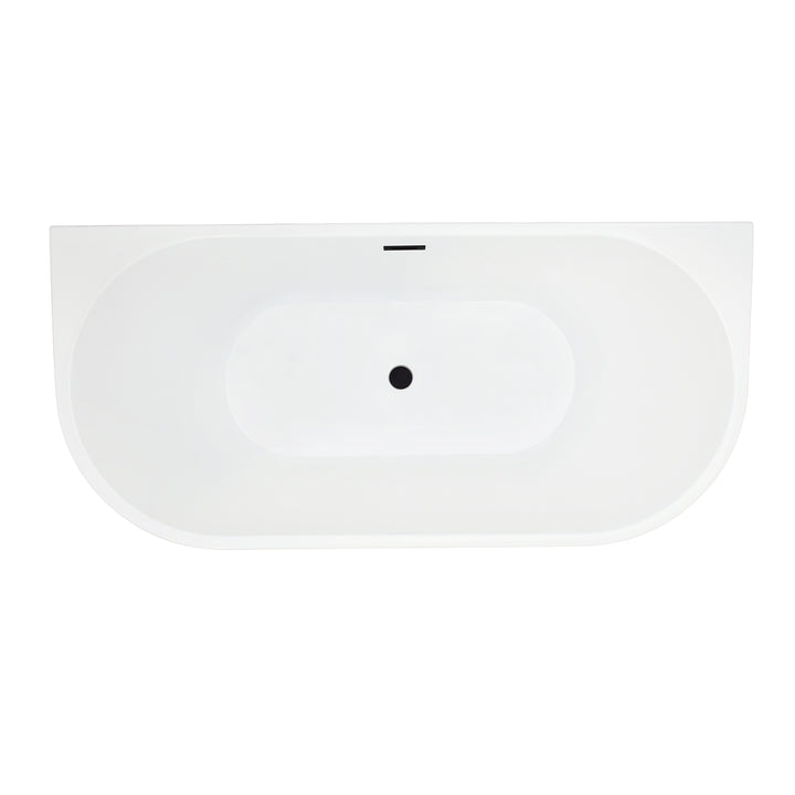 Satchi 67" x 32" Flatbottom Freestanding Acrylic Soaking Bathtub in Glossy White with Drain and Overflow