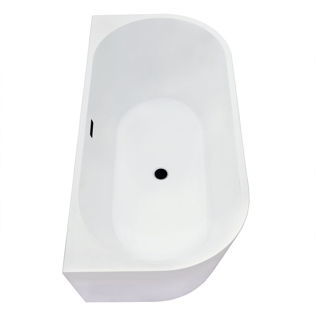 Satchi 67" x 32" Flatbottom Freestanding Acrylic Soaking Bathtub in Glossy White with Drain and Overflow