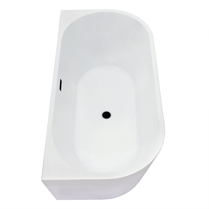 Satchi 67" x 32" Flatbottom Freestanding Acrylic Soaking Bathtub in Glossy White with Drain and Overflow