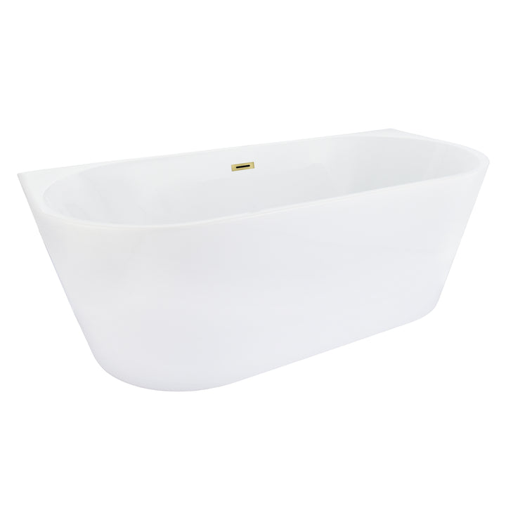 Satchi 67" x 32" Flatbottom Freestanding Acrylic Soaking Bathtub in Glossy White with Drain and Overflow