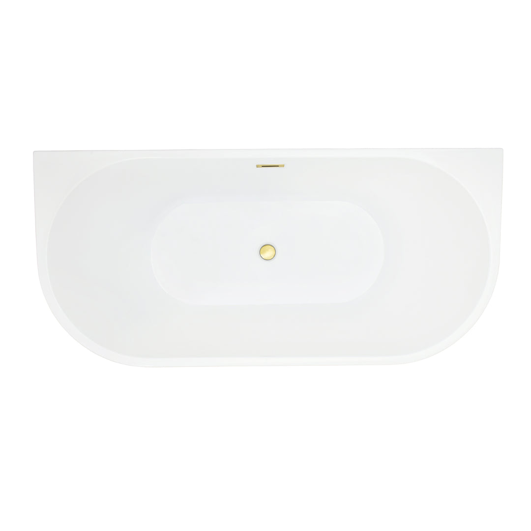 Satchi 67" x 32" Flatbottom Freestanding Acrylic Soaking Bathtub in Glossy White with Drain and Overflow