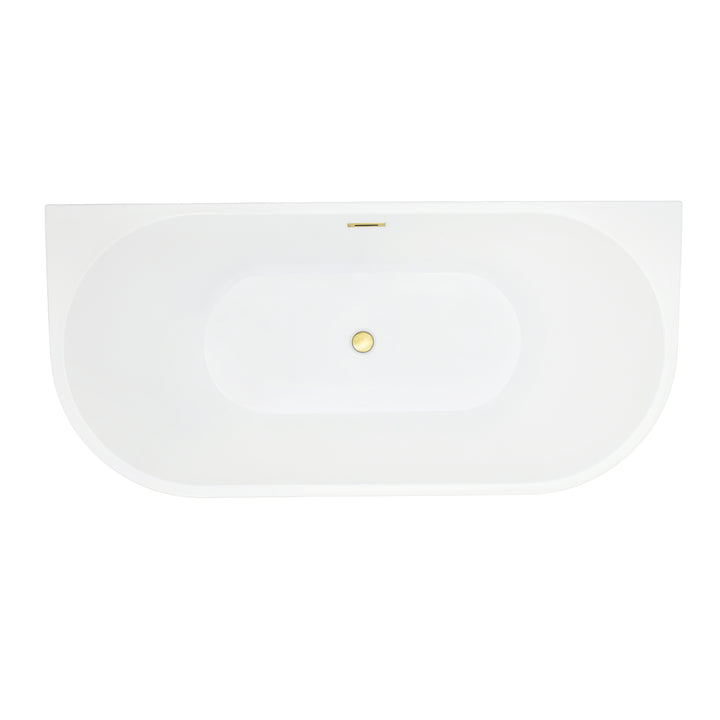Satchi 67" x 32" Flatbottom Freestanding Acrylic Soaking Bathtub in Glossy White with Drain and Overflow