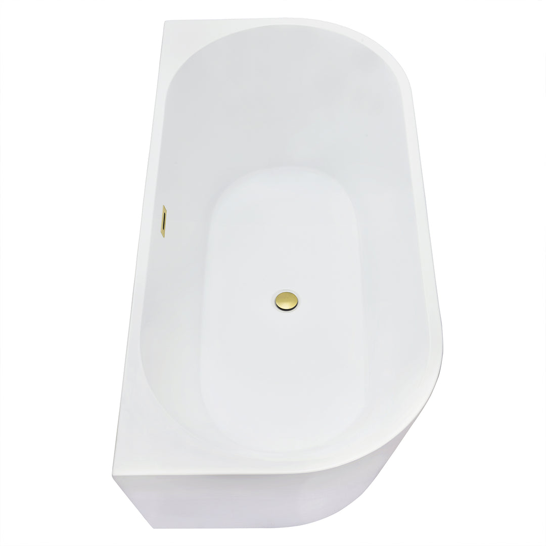 Satchi 67" x 32" Flatbottom Freestanding Acrylic Soaking Bathtub in Glossy White with Drain and Overflow