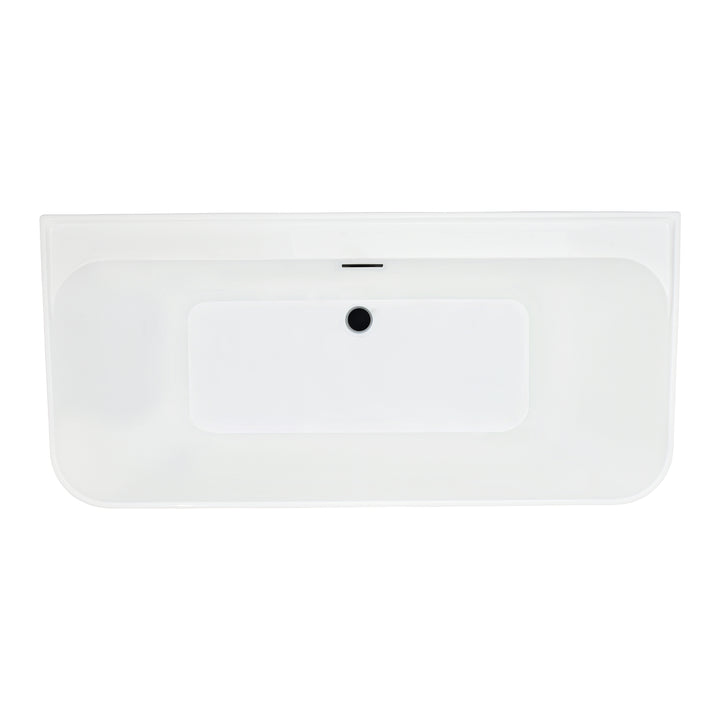 Groda 63" x 30" Flatbottom Freestanding Acrylic Soaking Bathtub in Glossy White with Drain and Overflow
