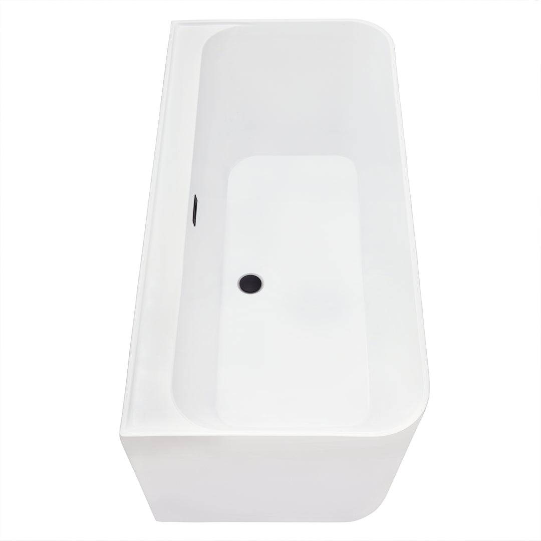 Groda 63" x 30" Flatbottom Freestanding Acrylic Soaking Bathtub in Glossy White with Drain and Overflow