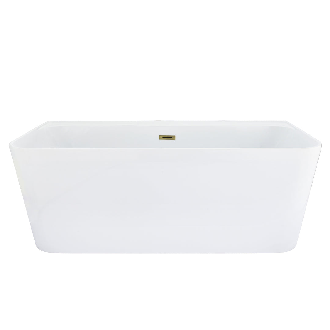 Groda 63" x 30" Flatbottom Freestanding Acrylic Soaking Bathtub in Glossy White with Drain and Overflow