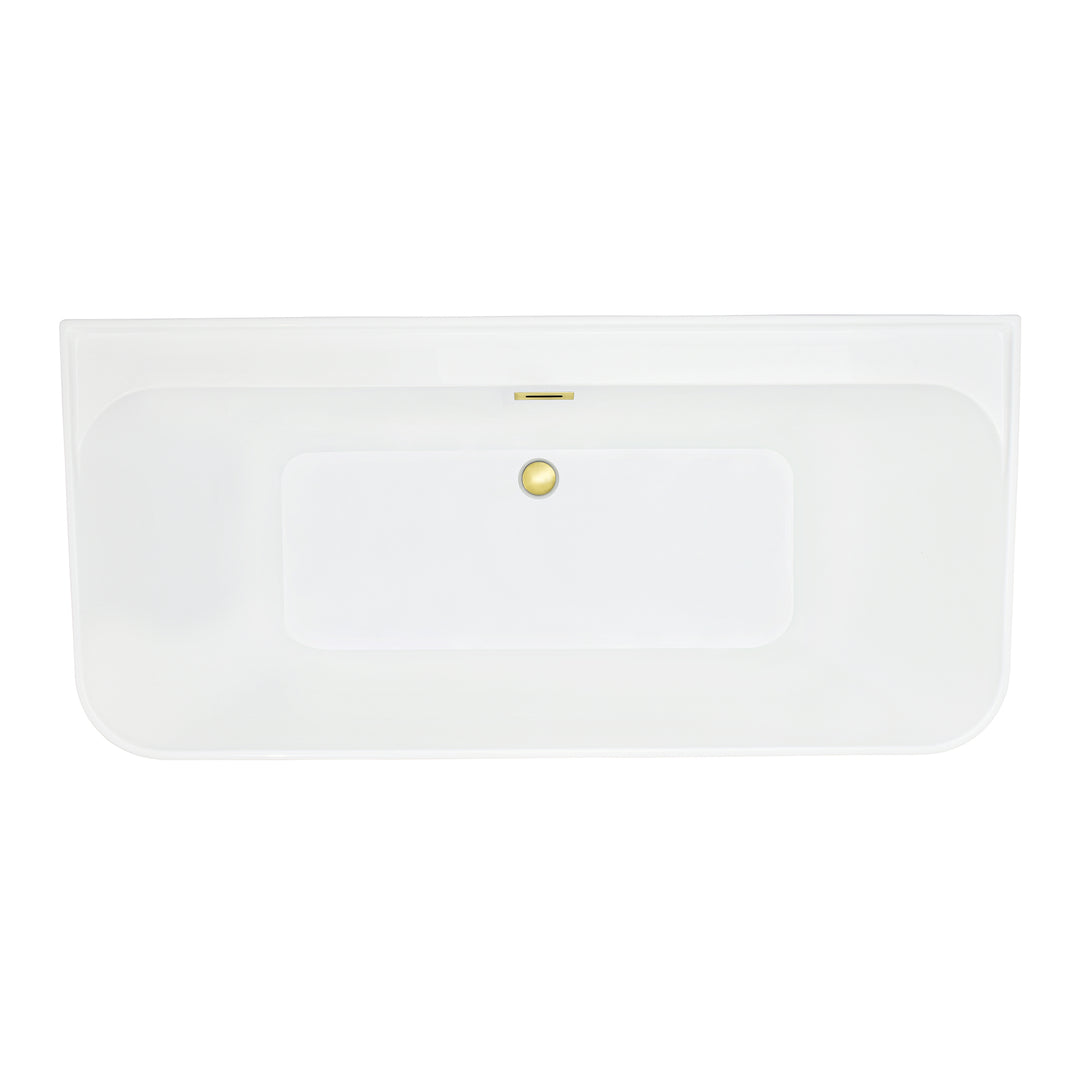 Groda 63" x 30" Flatbottom Freestanding Acrylic Soaking Bathtub in Glossy White with Drain and Overflow