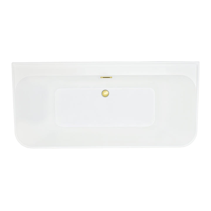 Groda 63" x 30" Flatbottom Freestanding Acrylic Soaking Bathtub in Glossy White with Drain and Overflow