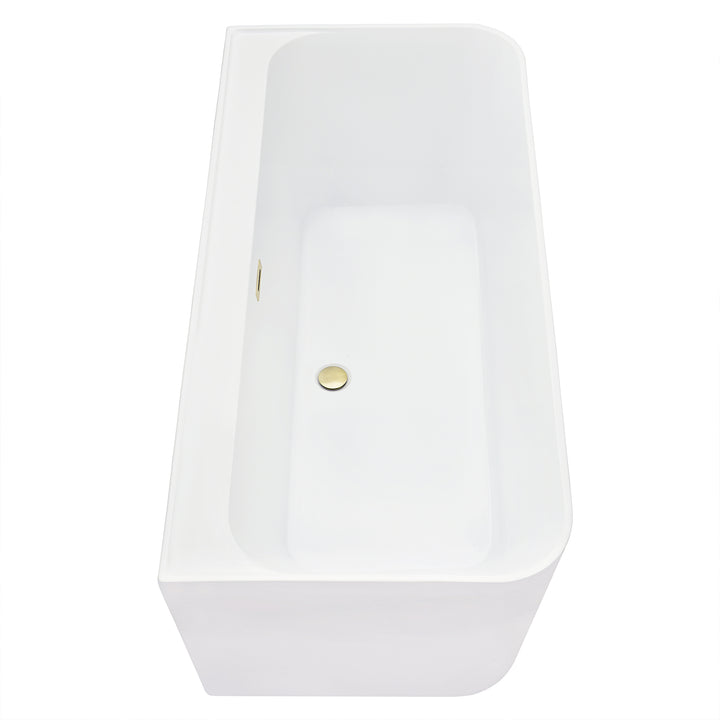 Groda 63" x 30" Flatbottom Freestanding Acrylic Soaking Bathtub in Glossy White with Drain and Overflow