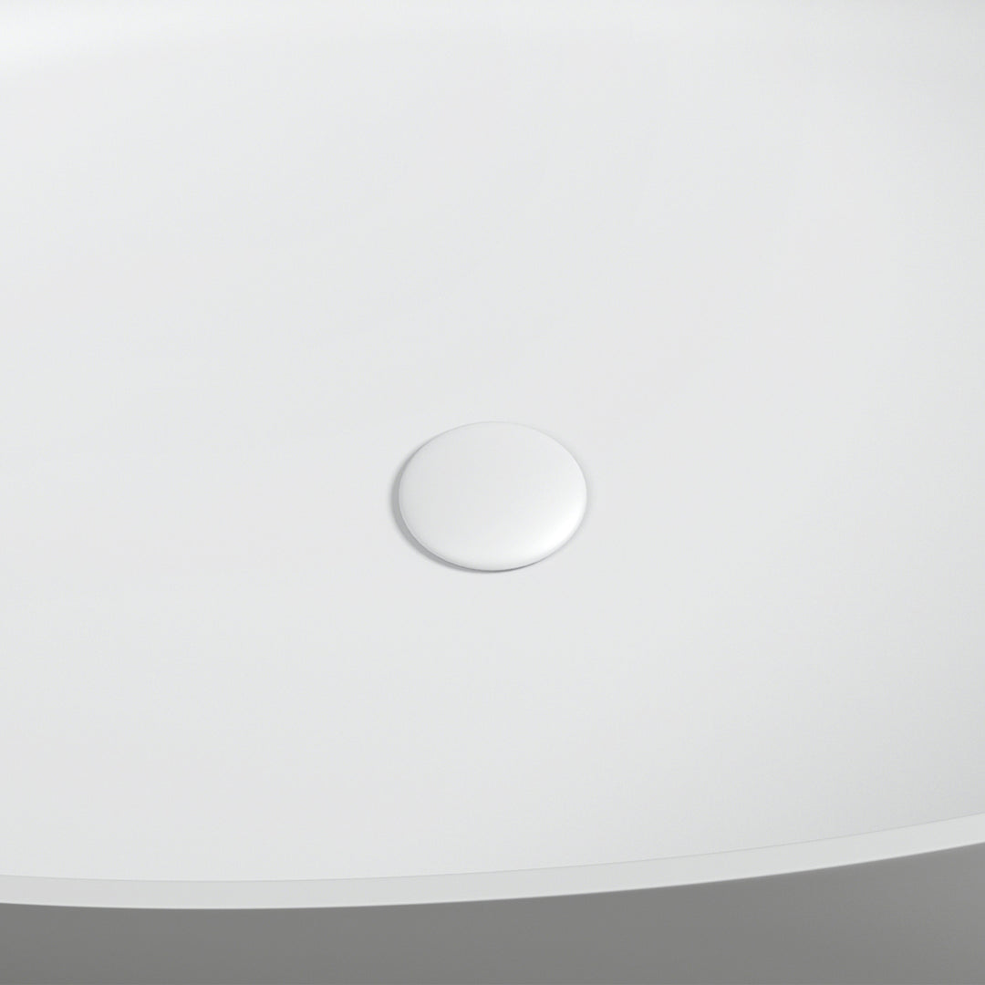 Cacciar 67" x 39" Solid Surface Soaking Bathtub in Matte White with Matte White Drain and Integrated Overflow