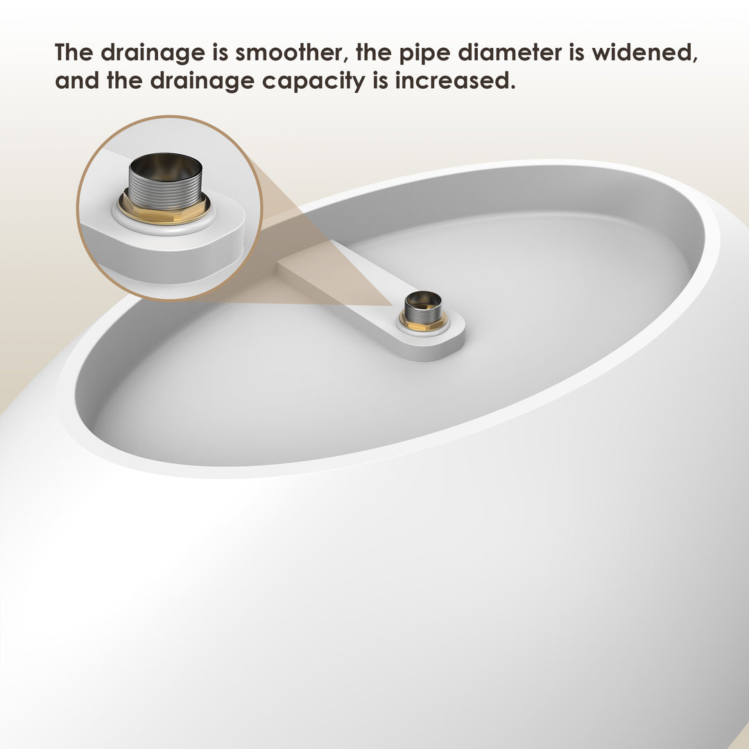 Cacciar 67" x 39" Solid Surface Soaking Bathtub in Matte White with Matte White Drain and Integrated Overflow